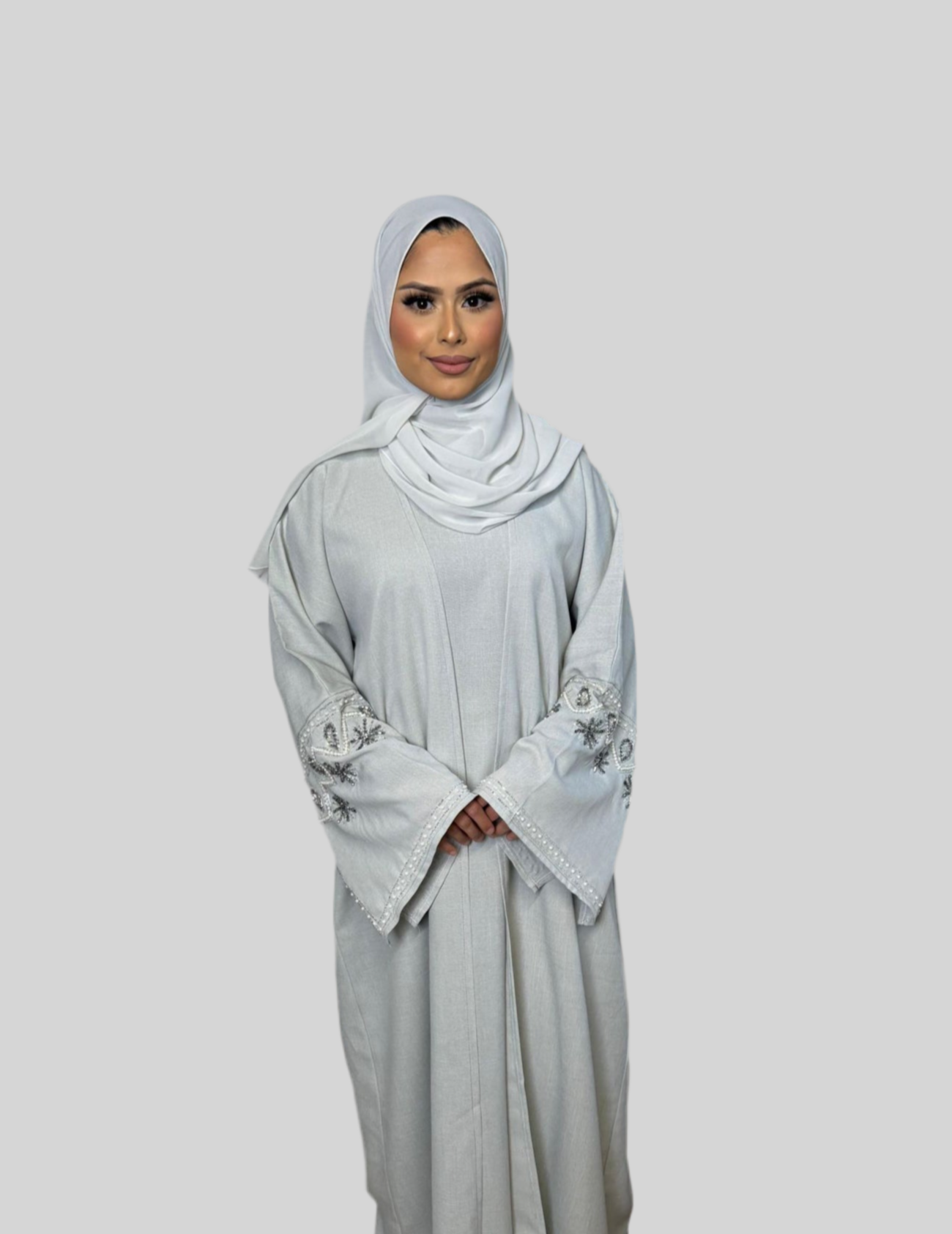 Embellished Linen Abaya Aila