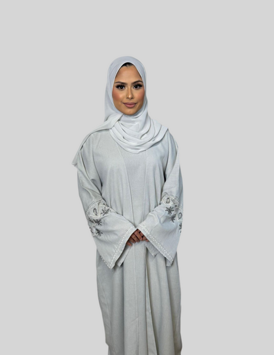 Embellished Linen Abaya Aila