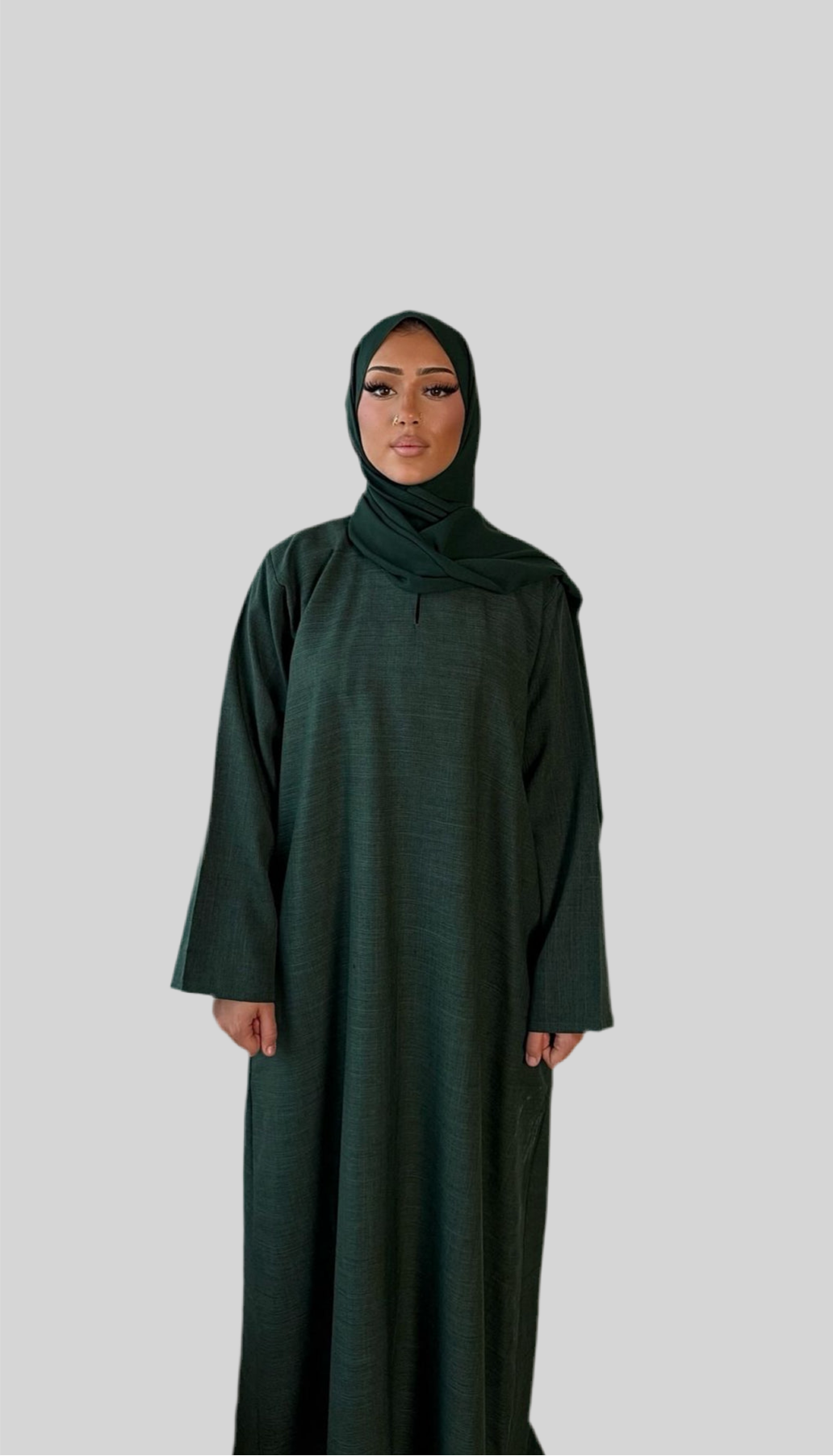 Closed Linen Abaya Emerald