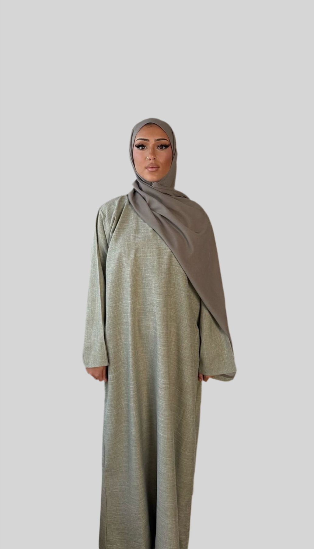Closed Linen Abaya Olive