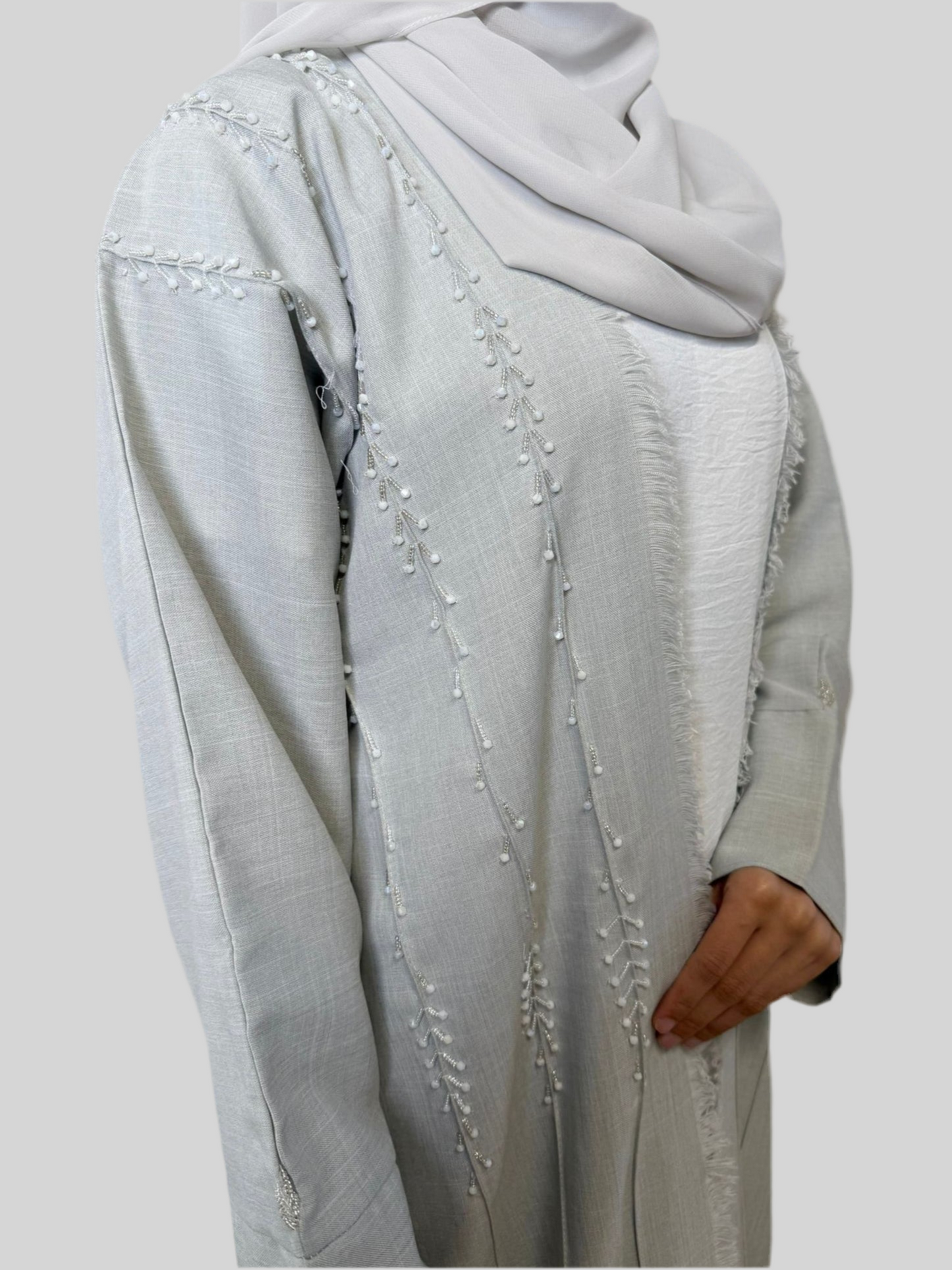 Soft Grey Linen Abaya Nia