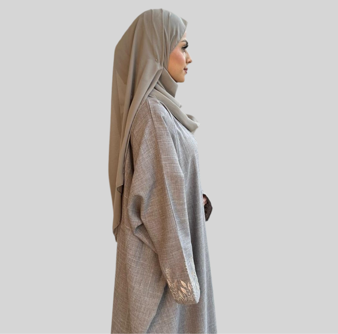 Embellished Linen Abaya Amina
