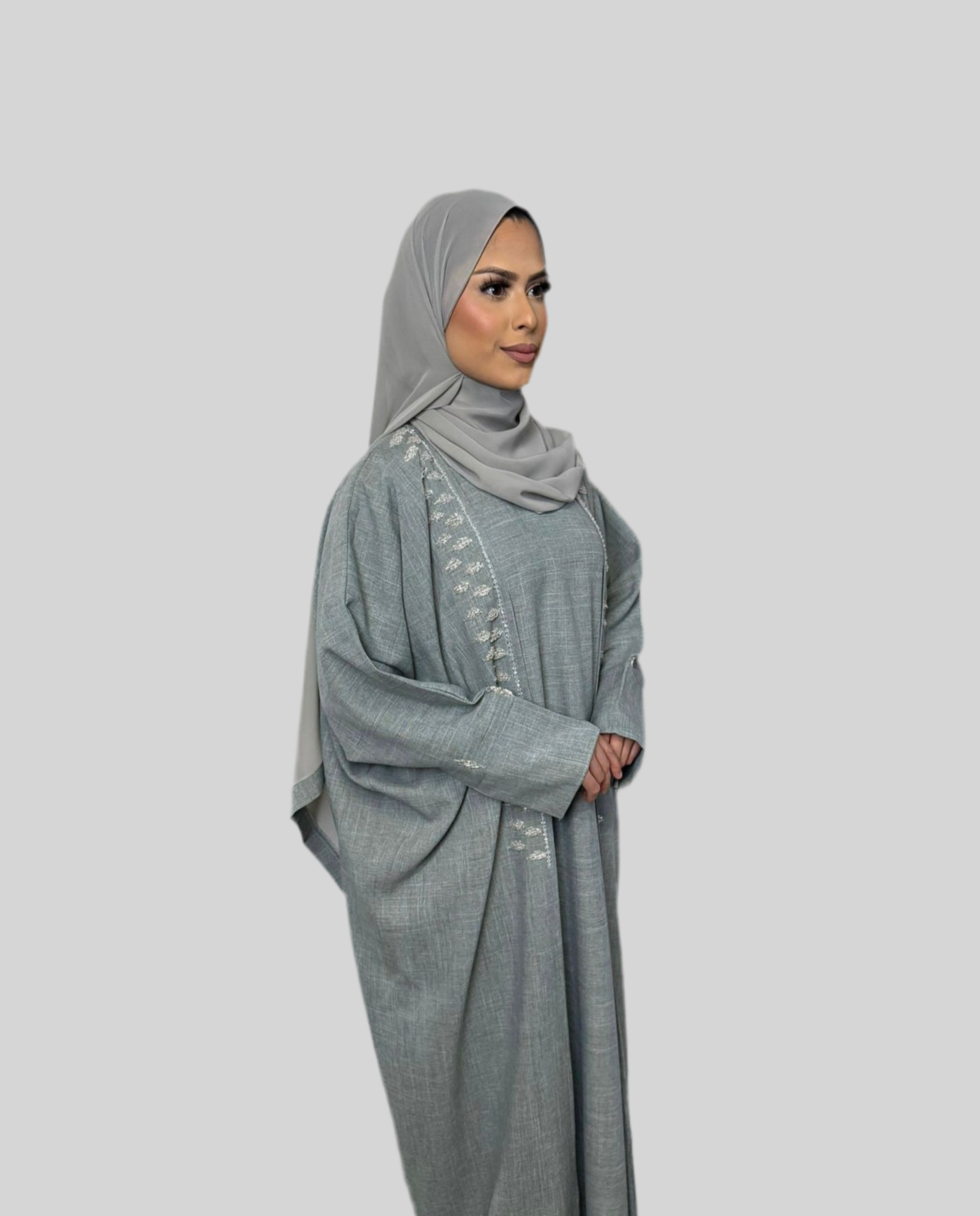 Embellished Linen Abaya Jamila