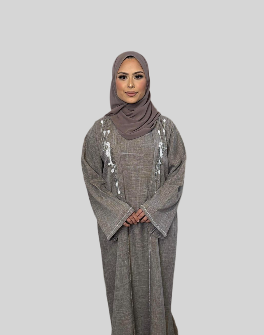 Embellished Linen Abaya Maryam