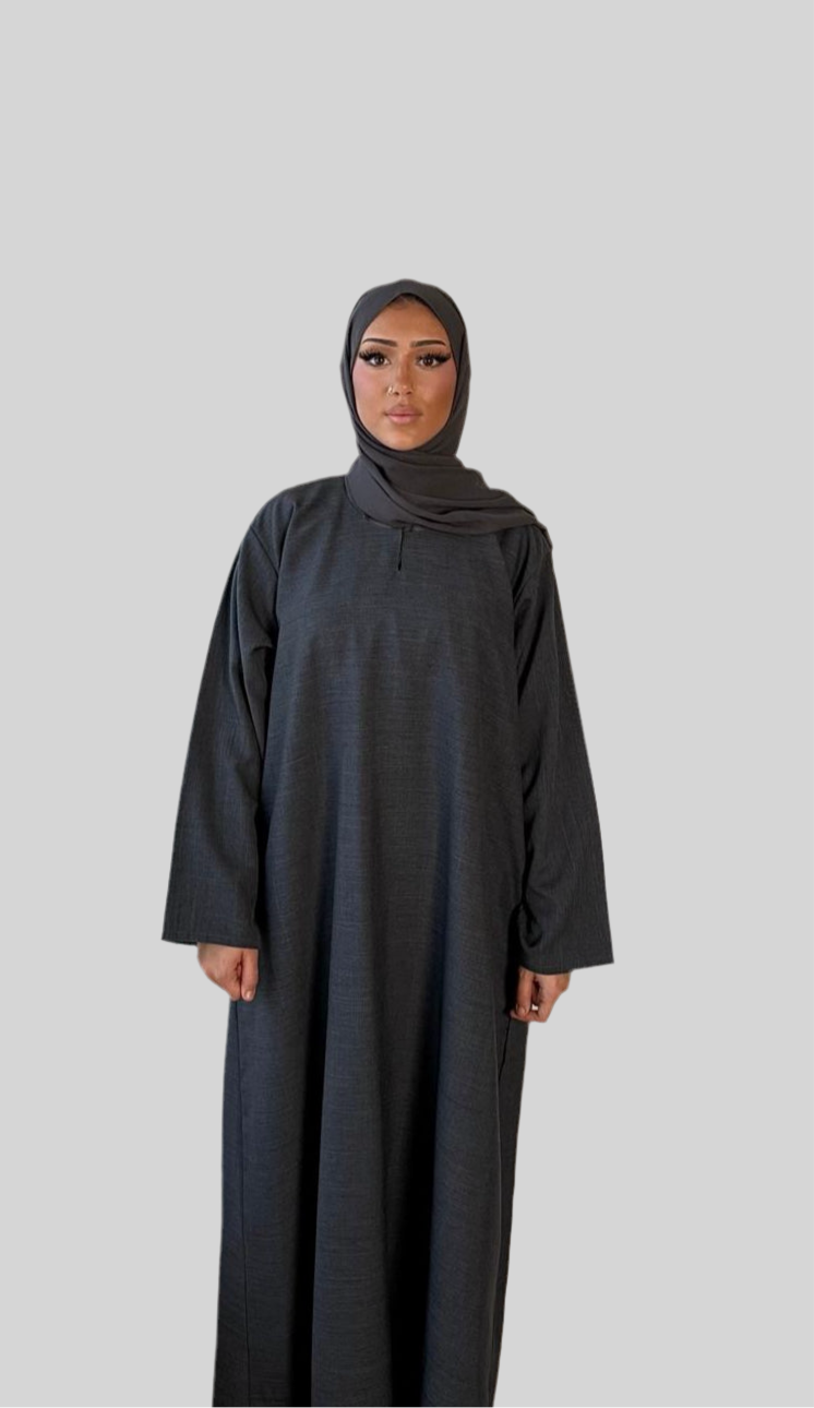 Closed Linen Abaya Dark Chocolate