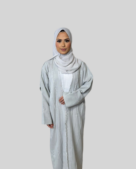 Soft Grey Linen Abaya Nia