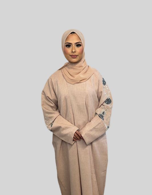 Embellished Linen Abaya Ilham