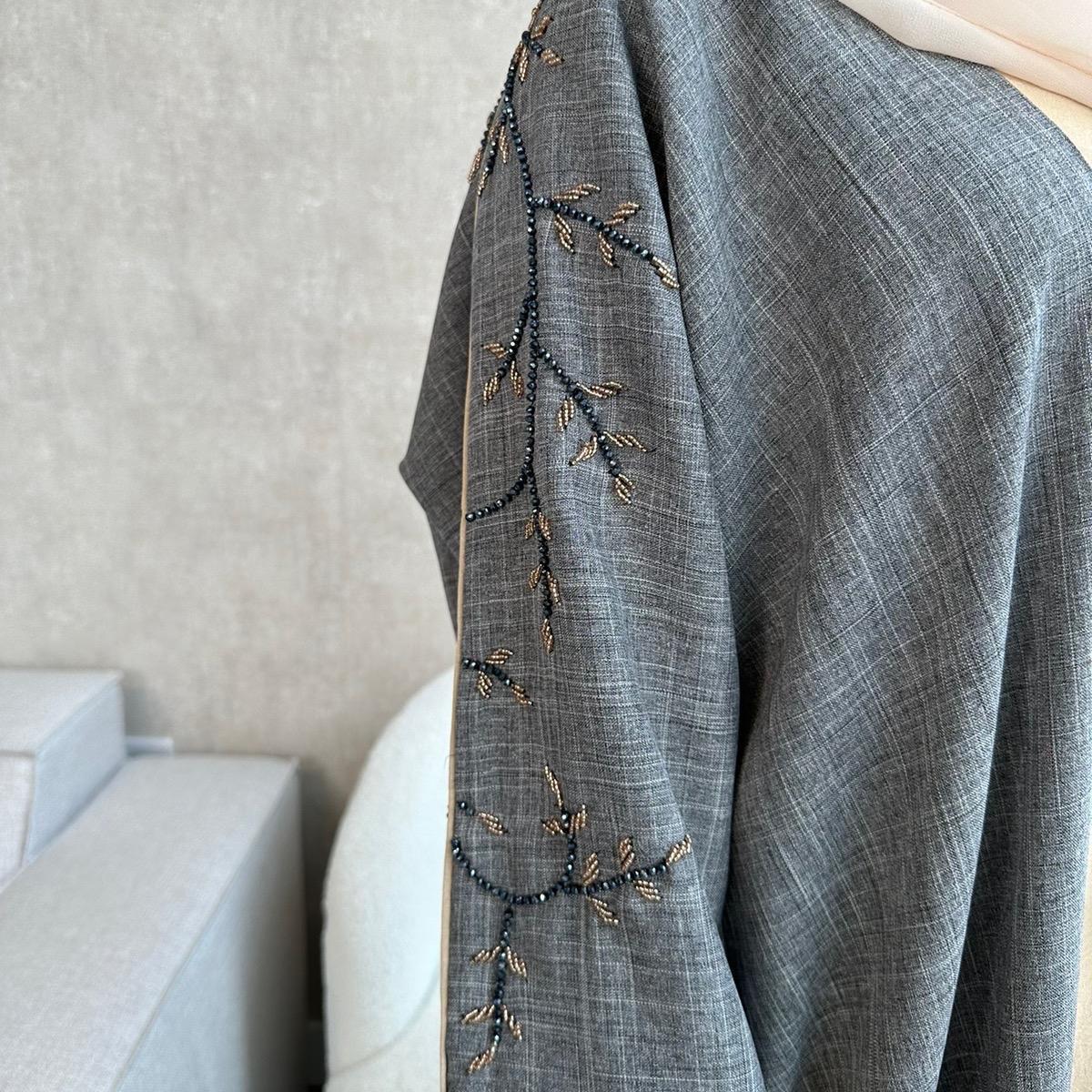 Embellishment Linen Abaya Nora
