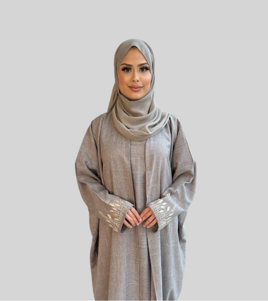 Embellished Linen Abaya Amina