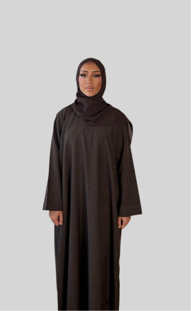 Closed Linen Abaya Mocha