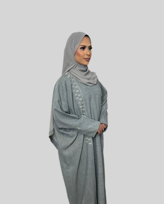 Embellished Linen Abaya Jamila