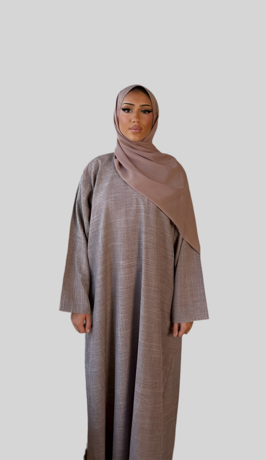 Closed Linen Abaya Blush Pink